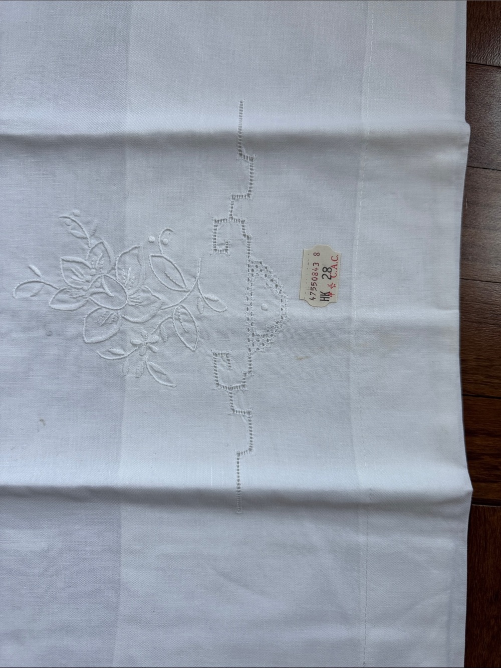 White Embroidered Cotton Linen Pillowcases - Floral Detail